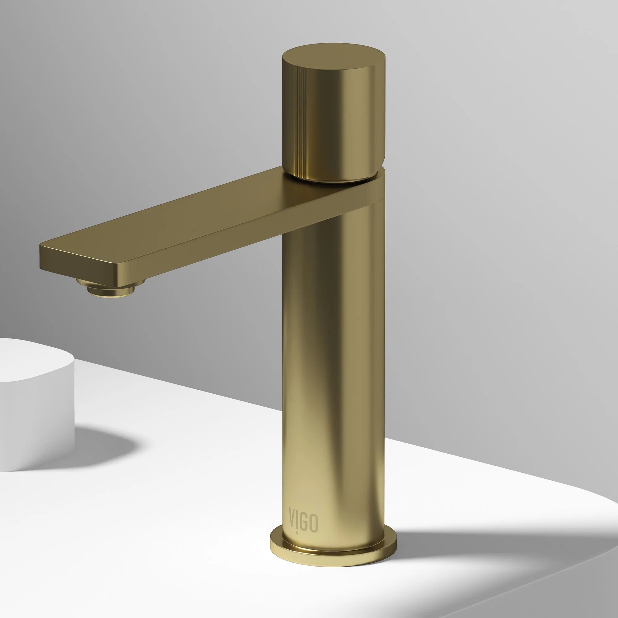 VIGO - Elan Single Hole Bathroom Faucet In Matte Brushed Gold Model# VG01045MG