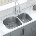 Parmi Model: RVM4600 Ruvati 34-inch Undermount 60/40 Double Bowl 16 Gauge Stainless Steel Kitchen Sink – RVM4600