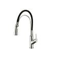 Dawn Single-Lever Pull-Out Spray Kitchen Faucet with Black Rubber Hose In Brushed Nickel Model# AB50 3729BN
