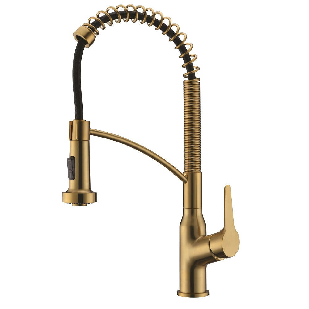 Dawn Single-Lever Spring Pull-Out Spray Faucet In Matte Gold Model# AB50 3777MAG