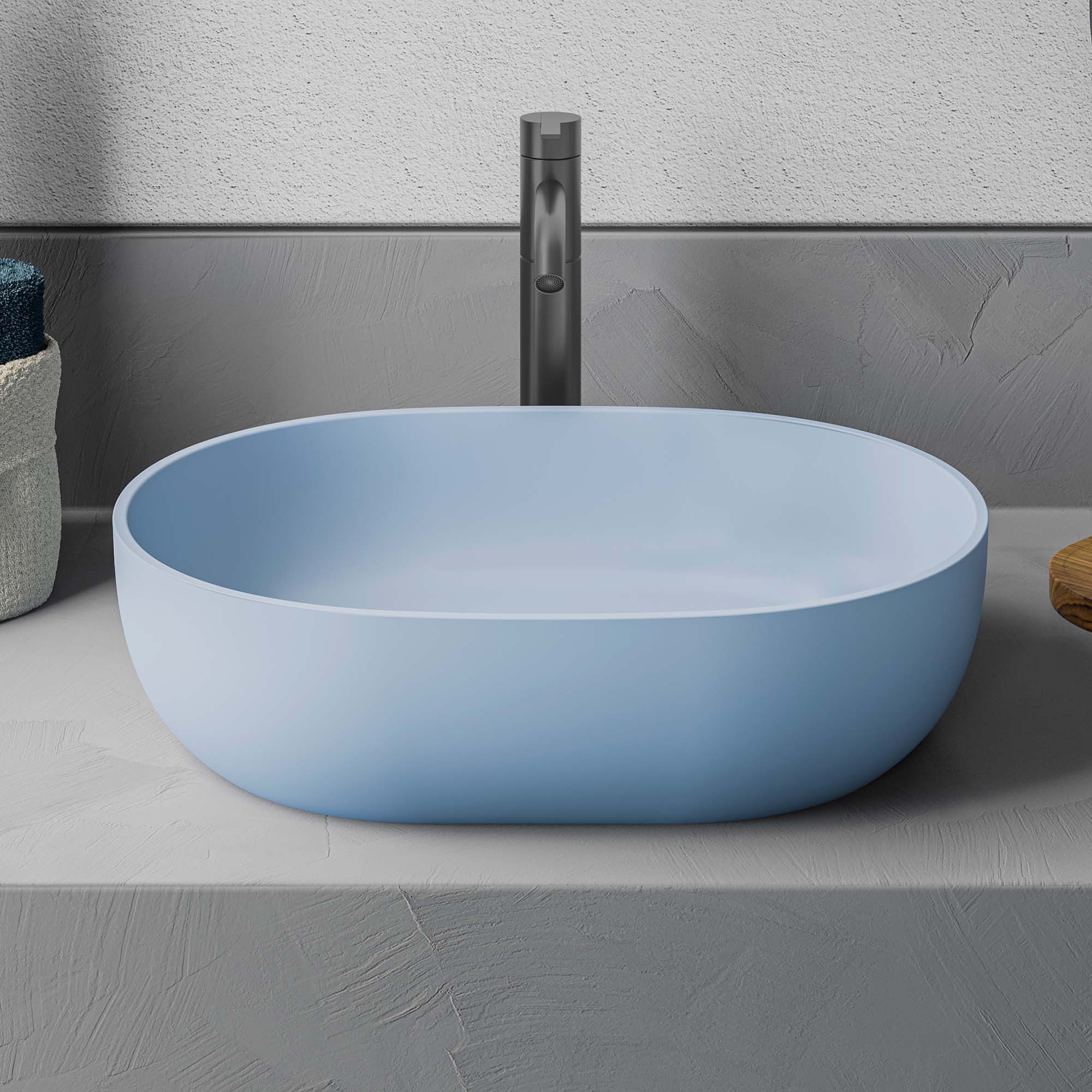 Canali Model: RVB2119LE Ruvati 19-inch Pacific Blue epiStone Solid Surface Modern Bathroom Vessel Sink – RVB2119LE