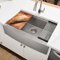 Verona Ruvati 27-inch Apron-front Workstation Farmhouse Kitchen Sink 16 Gauge Stainless Steel Single Bowl – Model # RVH9050