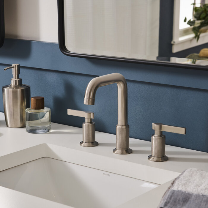 Barolo Model: RVF5236BN Ruvati Barolo Two Handle Widespread Art Deco Transitional Bathroom Faucet in Brushed Nickel – RVF5236BN