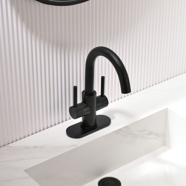 Oakland Two Handles Bathroom Sink Faucet with Pop Up Drain in Matte Black Model#KSB1217MB