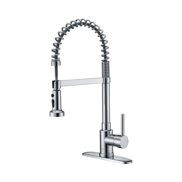 Single Handle 1 Hole Pull-Down Kitchen Faucet with Spring in Chrome Model# KSK1115C