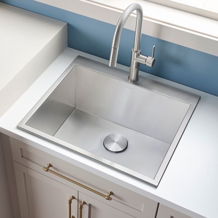 Forma Ruvati Top Mount Laundry 22″ x 22″ x 12″ Deep Utility Sink 16 Gauge Stainless Steel – Model# RVU6022