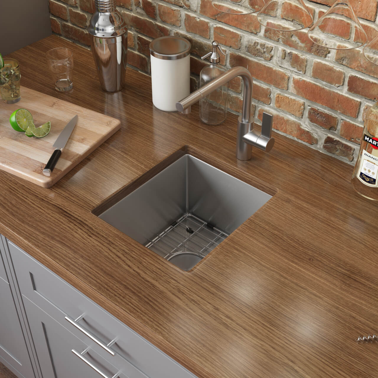 Gravena Ruvati 15" Undermount Bar Prep 16 Gauge Kitchen Sink Round Corners Stainless Steel Single Bowl – Model# RVH7015