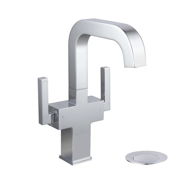 Oakland Two Handles Bathroom Sink Faucet with Pop Up Drain in Chrome Model# KSB1216C