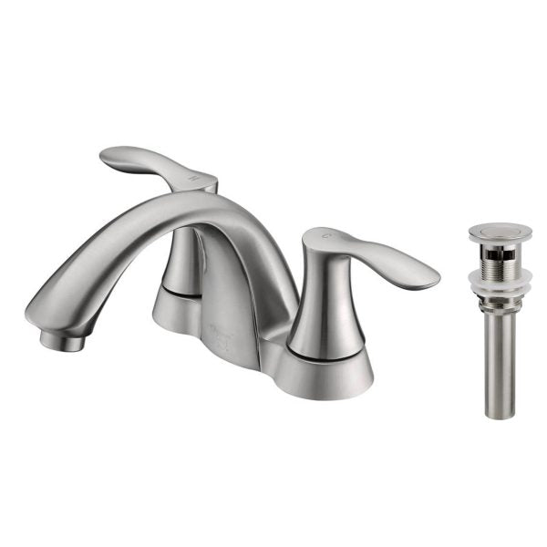 4″ Center Set Two Handles Bathroom Sink Faucet with Pop Up Drain in Brushed Nickel Model# KSB4232BN