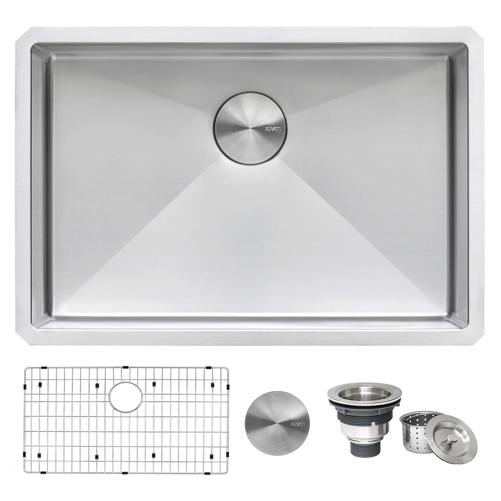 Gravena Model: RVH7250 Ruvati 28-inch Undermount 16 Gauge Stainless Steel Kitchen Sink Rounded Corners Single Bowl – Model# RVH7250