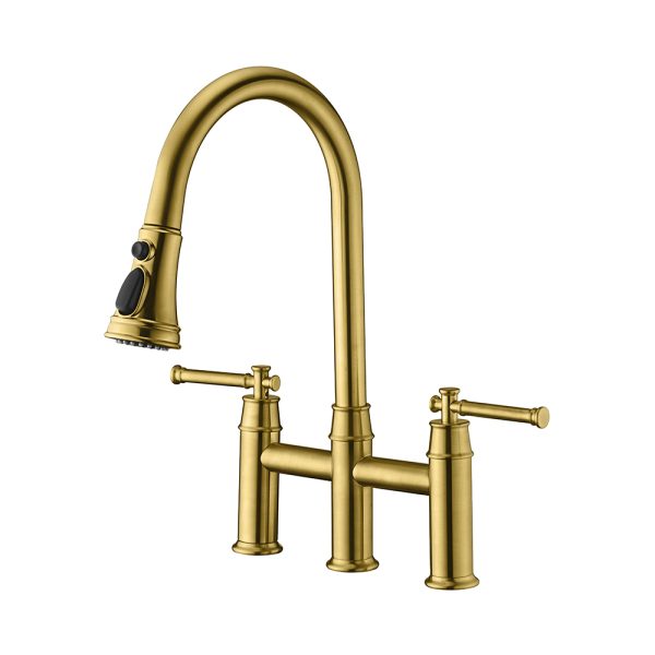 8” Double Handle 3 Hole Kitchen Faucet in Satin Gold Model# KSK8239SG