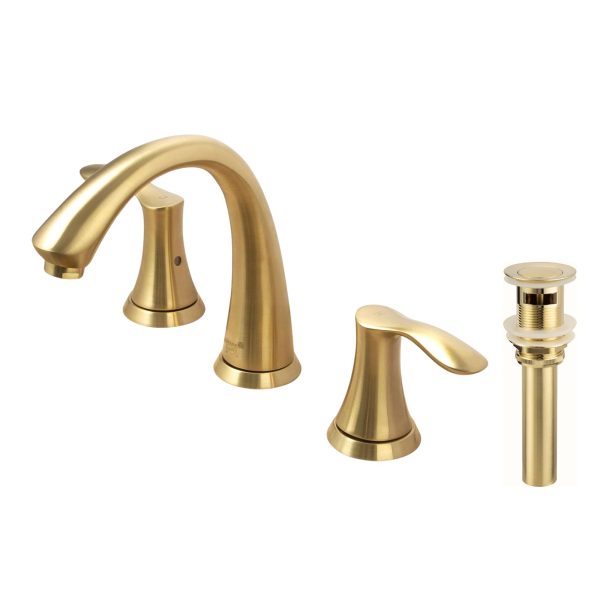 Oakland Wide Spread Bathroom Sink Faucet with Pop Up Drain in Satin Gold Model# KSB8232SG