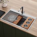 Dual Tier Model: RVH8424 Ruvati 33-inch Workstation Two-Tiered Ledge Kitchen Sink Drop-in Topmount 16 Gauge Stainless Steel – RVH8424