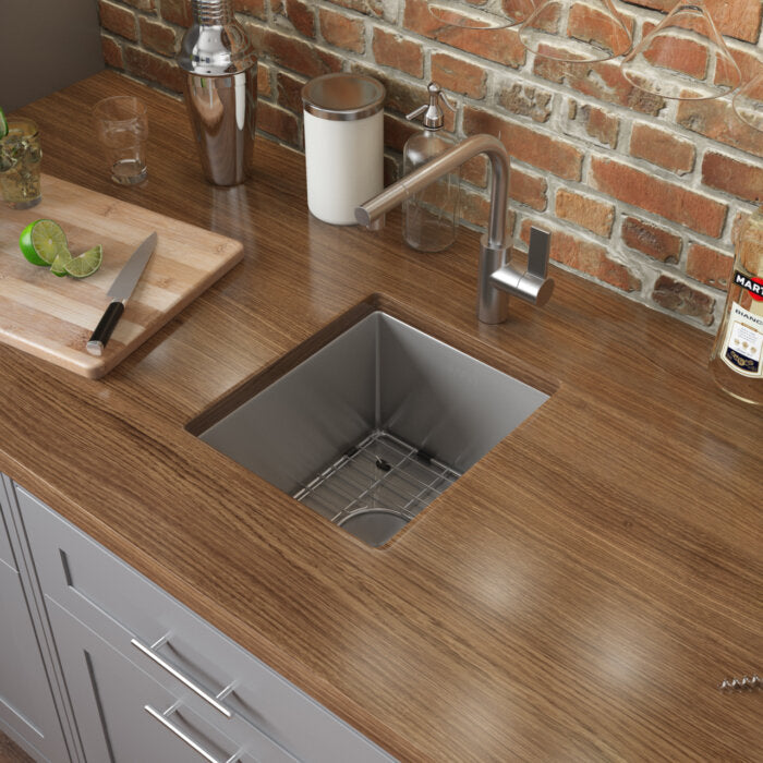 Gravena Ruvati 13" x 15" Undermount Bar Prep 16 Gauge Kitchen Sink Round Corners Stainless Steel Single Bowl – Model# RVH7013