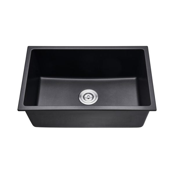 Oakland 27″ Undermount Granite Composite Single Bowl Kitchen Sink In Black Model# KGU27189BK