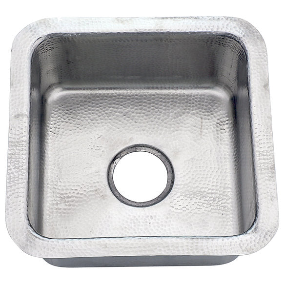 Nantucket Sinks - 16-1/2" Square Hammered Stainless Steel Undermount Bar/Prep Sink - In Matte Finish Model# SQRS-7MF