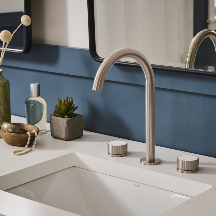 Athena Model: RVF5232BN Ruvati Athena Two Handle Stone Marble Inlay Fluted Widespread Bathroom Faucet in Brushed Nickel – RVF5232BN