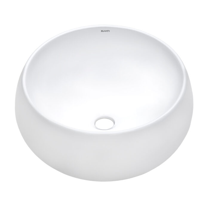 Vista Ruvati 16" Bathroom Vessel Sink Round White Above Counter Circular Porcelain Ceramic – Model# RVB0316