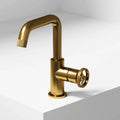 VIGO - Cass Single Hole Bathroom Faucet with Knurled Wheel Handle In Matte Brushed Gold Model# VG01047MG