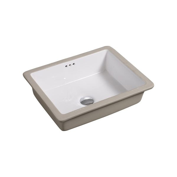 Oakland 17″ x 13″ White Rectangular Undermount Ceramic Bathroom Sink with Overflow Drain – Model# LVU1713W