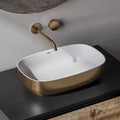 Sinatra Model: RVB2113GW Ruvati 19-inch Matte Gold and White Bathroom Vessel Sink epiStone Solid Surface – RVB2113GW
