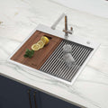 Siena Ruvati 25" x 22" Workstation Drop-in Topmount 16 Gauge Stainless Steel Rounded Corners Ledge Kitchen Sink Single Bowl – Model # RVH8023