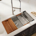 Roma Pro Ruvati 32-inch Workstation Ledge Rounded Corners Undermount 16 Gauge Kitchen Sink Single Bowl – Model # RVH8301