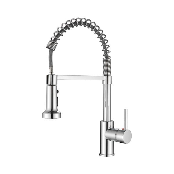Single Handle 1 Hole Pull-Down Kitchen Faucet with Spring in Chrome Model# KSK1125C