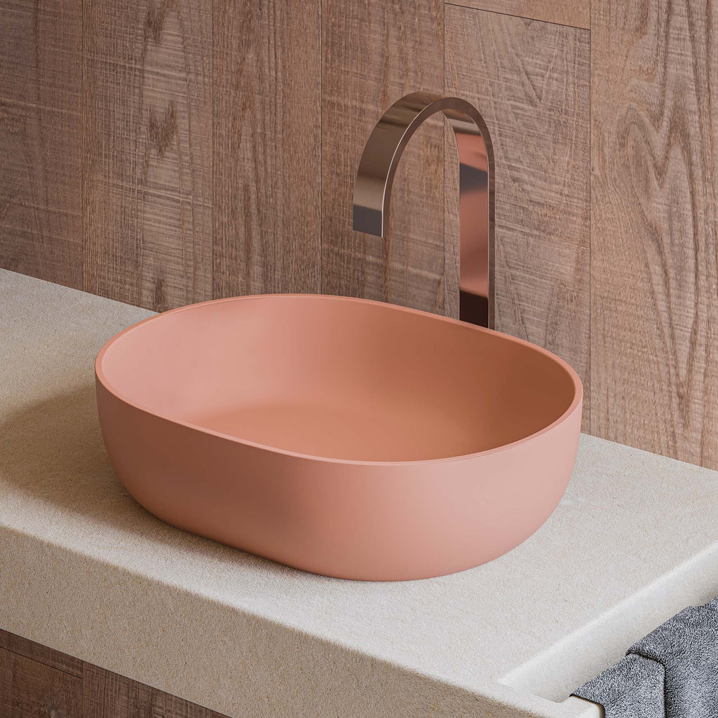 Canali Model: RVB2119TL Ruvati 19-inch Sedona Clay Pink epiStone Solid Surface Bathroom Vessel Sink – RVB2119TL