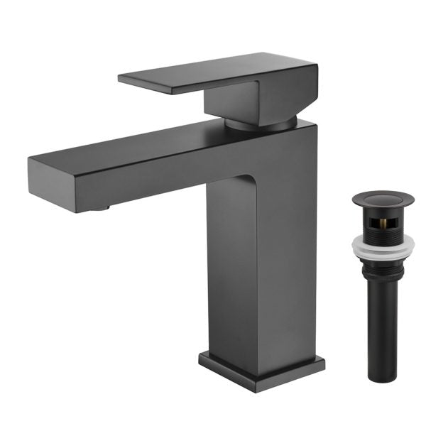 Oakland Single Handle 1 Hole Bathroom Sink Faucet with Pop Up Drain Model# KSB1112MB