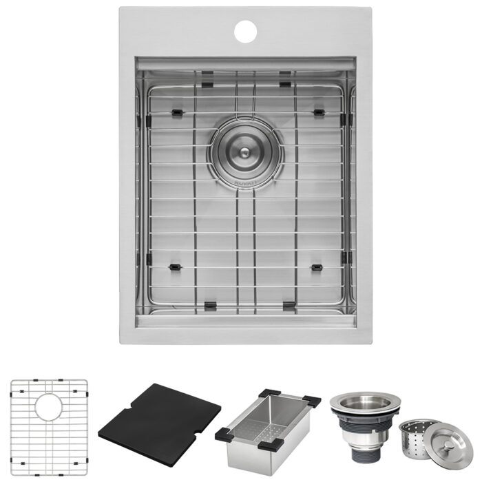 Merino Ruvati 15" x 20" Marine Grade T-316 Workstation Top Mount RV Boat Outdoor Sink Stainless Steel – Model# RVQ5210