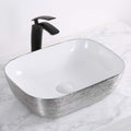 Pietra Ruvati 20" x 16" Bathroom Vessel Sink Silver Decorative Art Above Vanity Counter White Ceramic – Model# RVB2016WS
