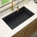 epiGranite Model: RVG2027BK Ruvati 27 x 18 inch Granite Composite Quartz Undermount Single Bowl Kitchen Sink – Midnight Black – RVG2027BK