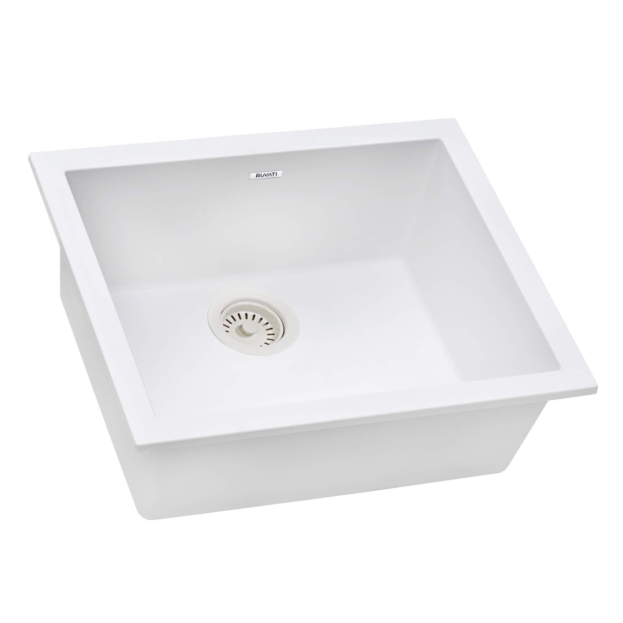 epiGranite Model: RVG2022WH Ruvati 21 x 17 inch Granite Composite Quartz Undermount Single Bowl Wet Bar Prep Sink – Arctic White Matte – RVG2022WH