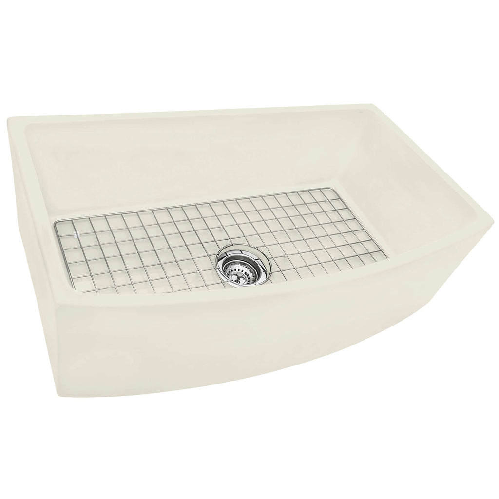 Fiamma Model: RVL2398BS Ruvati 33 inch Fireclay White Farmhouse Kitchen Sink Bow Front Curved Apron Single Bowl – RVL2398BS