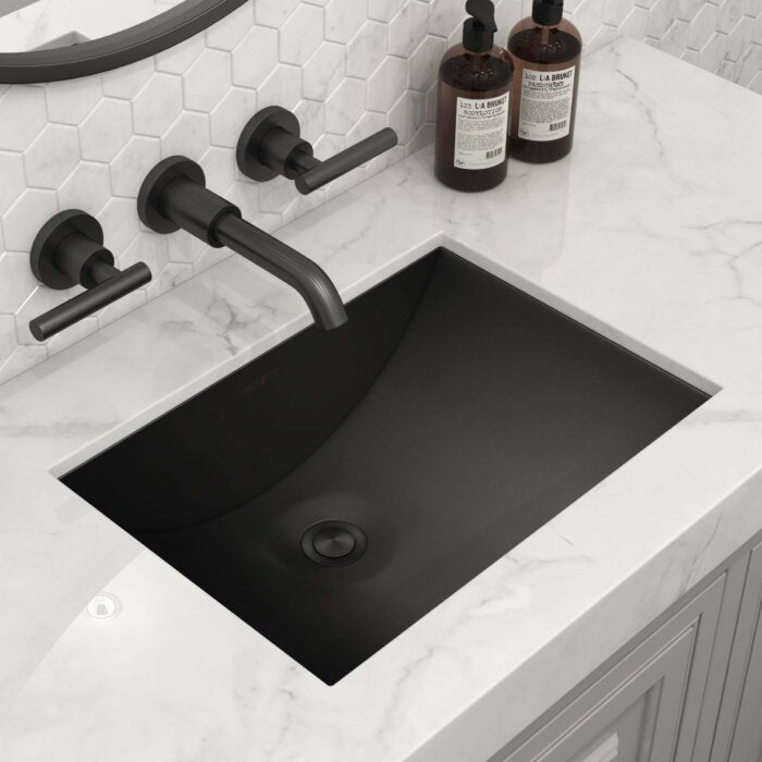 Ariaso  Ruvati 16" x 13" Gunmetal Black Undermount Bathroom Sink Stainless Steel – Model# RVH6106BL