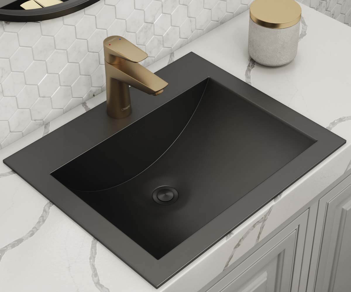 Ariaso  Ruvati 21" x 17" Gunmetal Black Drop-in Top Mount Bathroom Sink Stainless Steel – Model# RVH5110BL