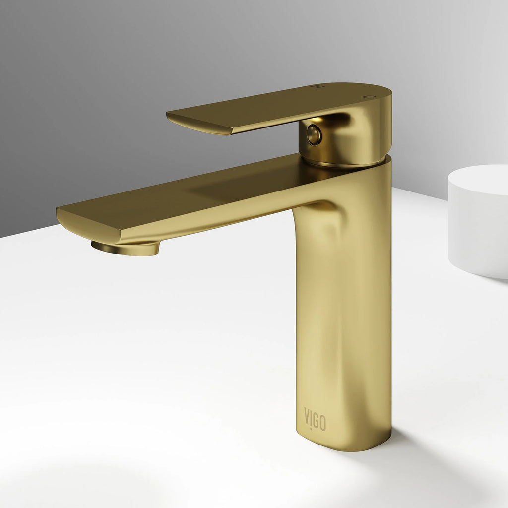 VIGO - Davidson Single Hole Single Lever Bathroom Faucet In Matte Brushed Gold Model# VG01043MG