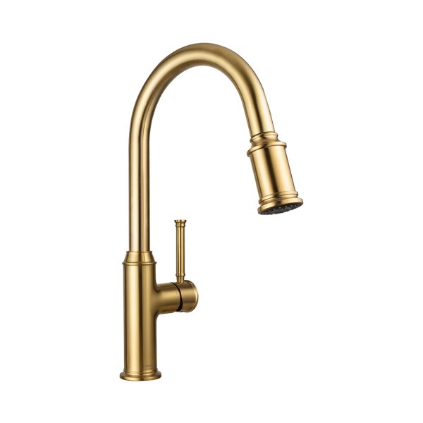 Single Handle Pull-Down 1 Hole Kitchen Faucet in Satin Gold Model# KSK1124SG