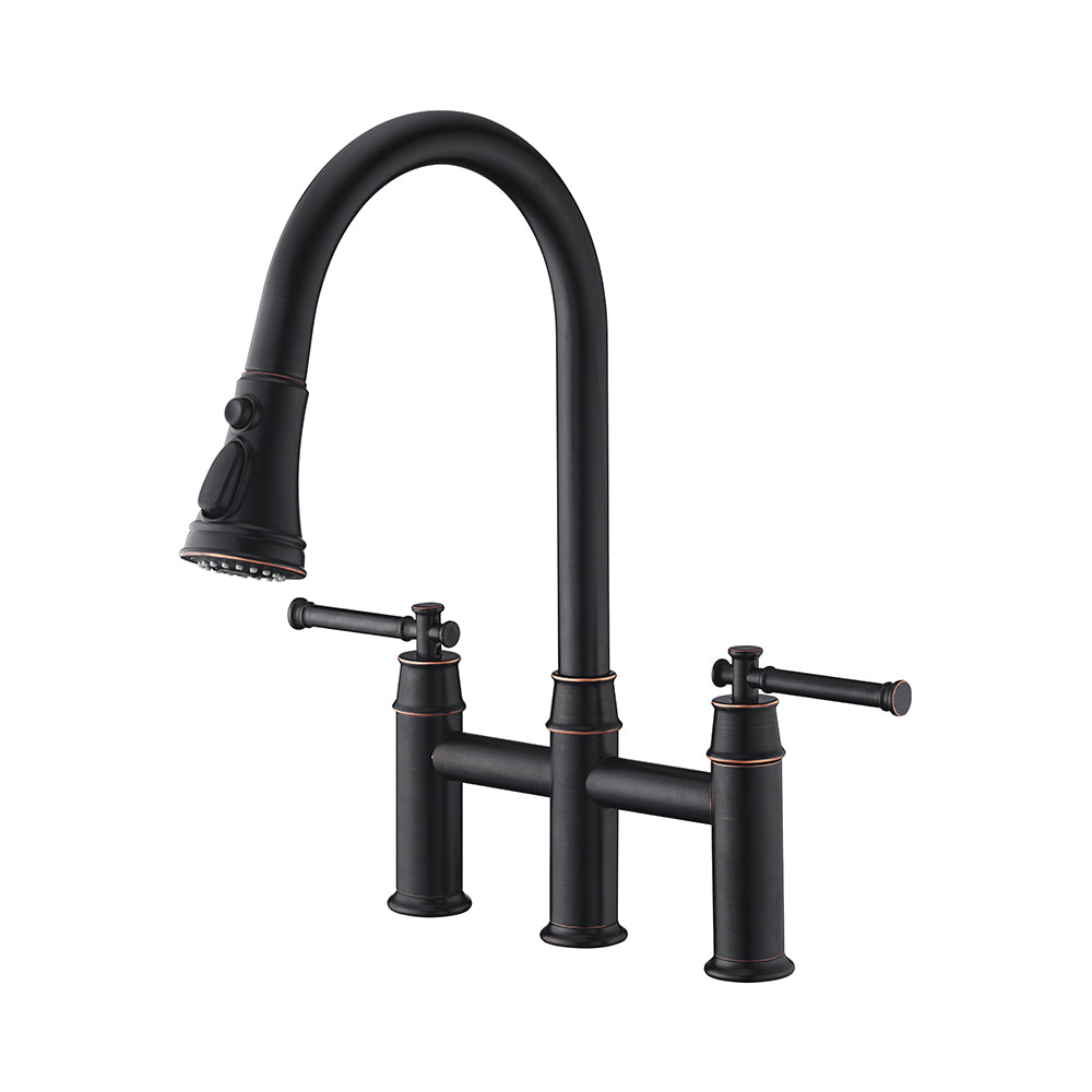 8” Double Handle 3 Hole Kitchen Faucet in Oil Rubbed Bronze – Model# KSK8239RB