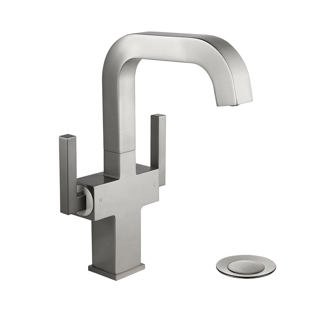 Oakland Two Handles Bathroom Sink Faucet with Pop Up Drain in Brushed Nickel Model# KSB1216BN