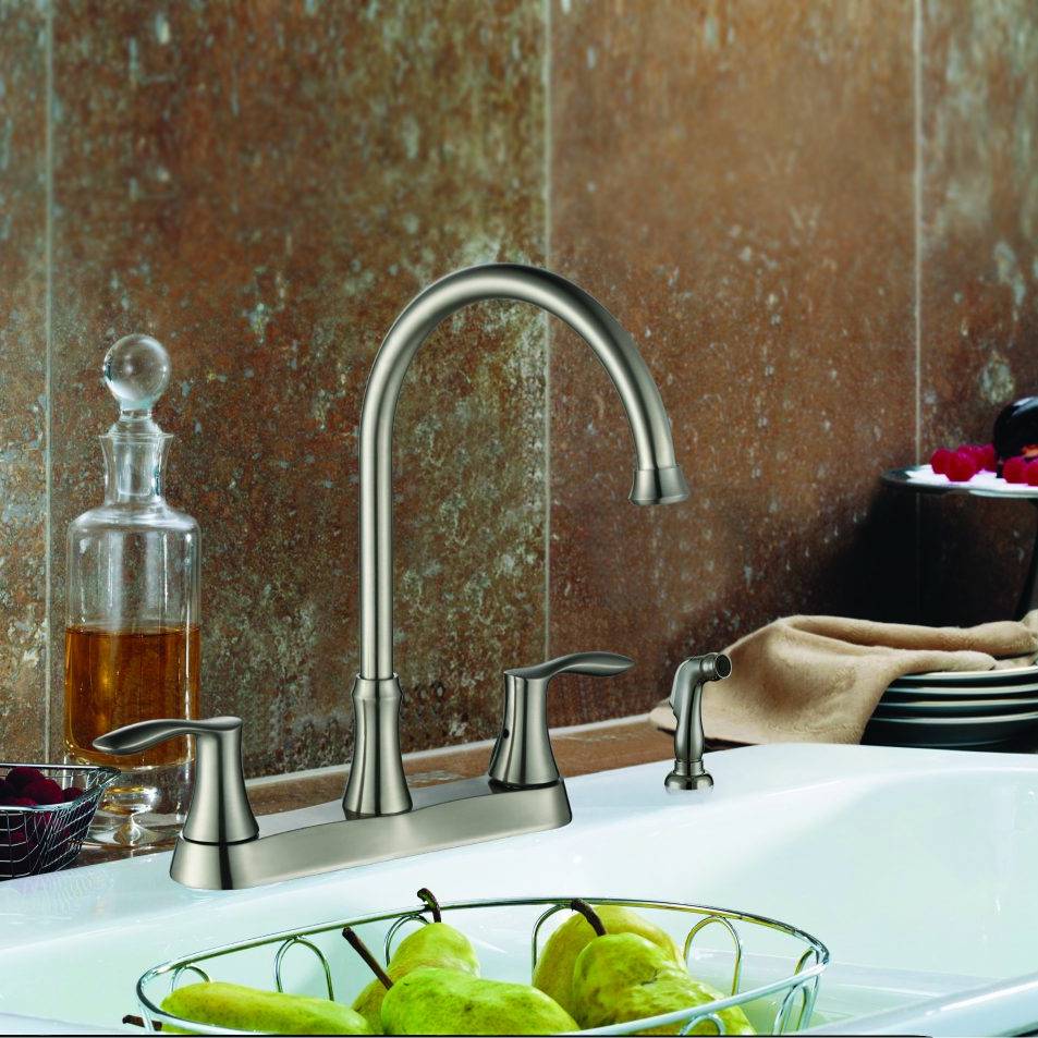 8″Centerset Two Handle Kitchen Faucet with Side Spray – Model# KSK8238WS-BN