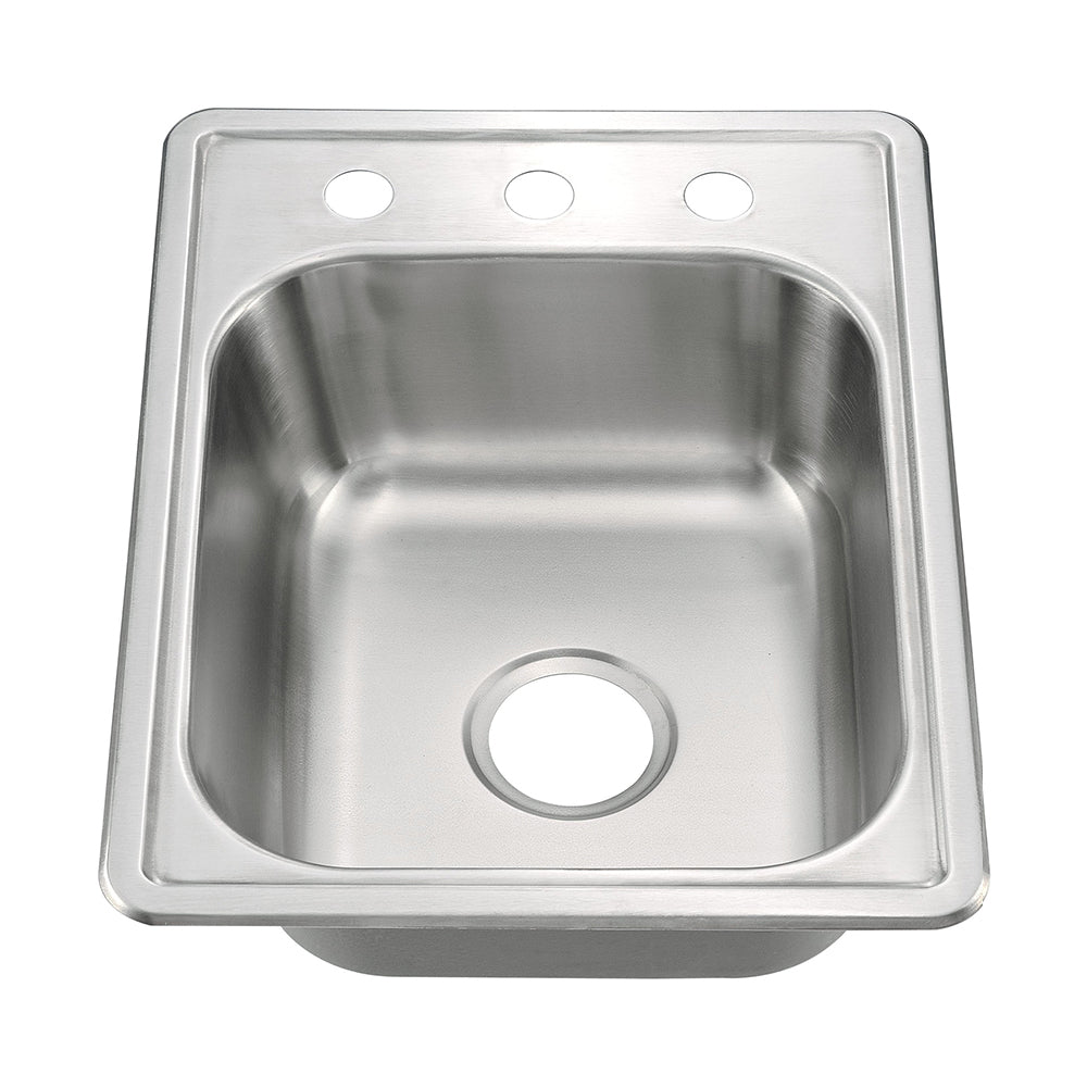 Oakland 17"x22" Drop-In Top Mount Stainless Steel Single Bowl Bar/Prep Sink with 3 Holes Model# KST17228-3
