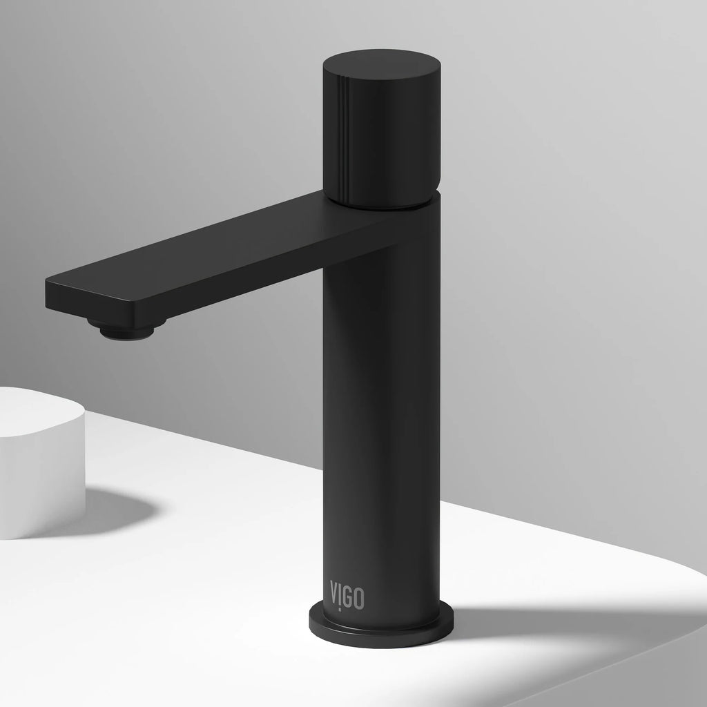 VIGO - Elan Single Hole Bathroom Faucet In Matte Black Model# VG01045MB
