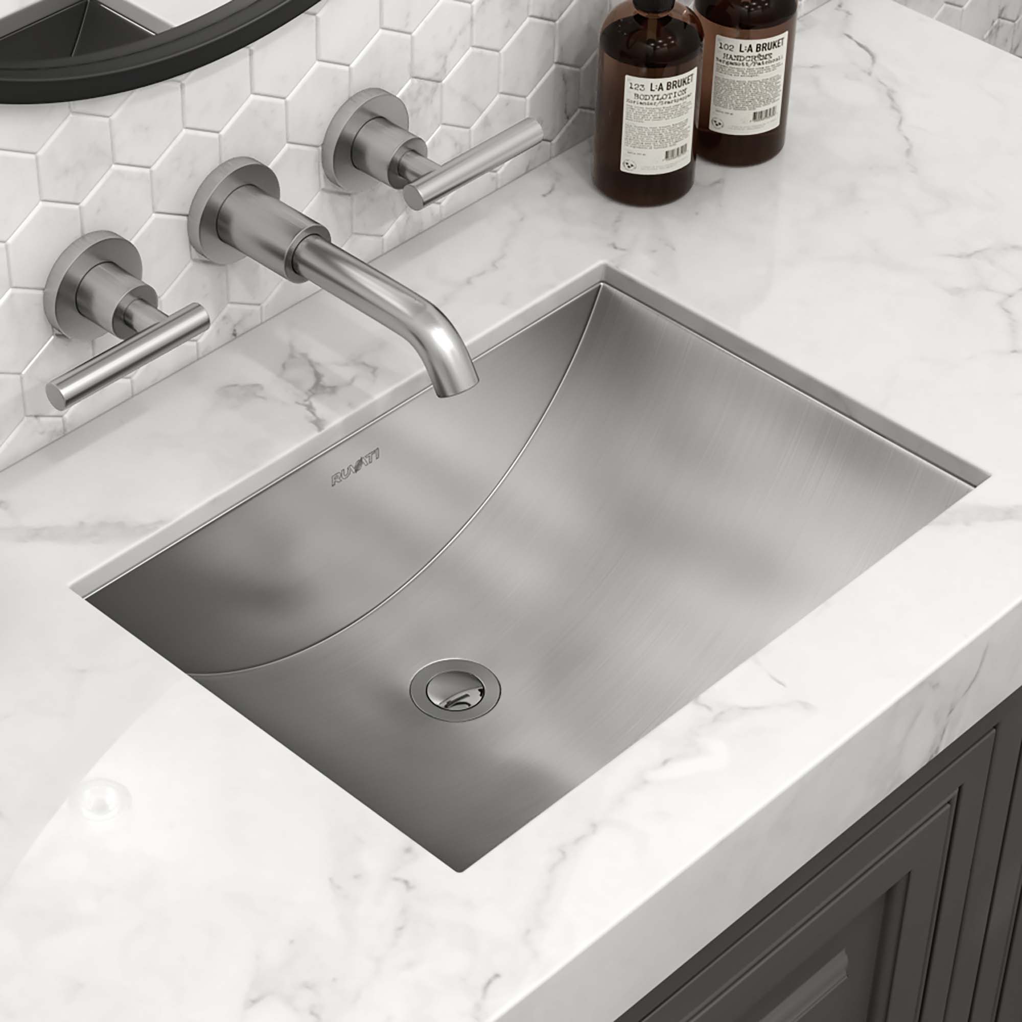 Ariaso Ruvati 16" x 11" Brushed Stainless Steel Rectangular Bathroom Sink Undermount – Model# RVH6107