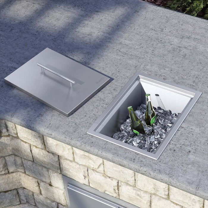 Merino Model: RVQ6215 Ruvati Insulated Ice Chest Sink 15" x 20" Outdoor BBQ Marine Grade T-316 Top Mount Stainless Steel – Model# RVQ6215