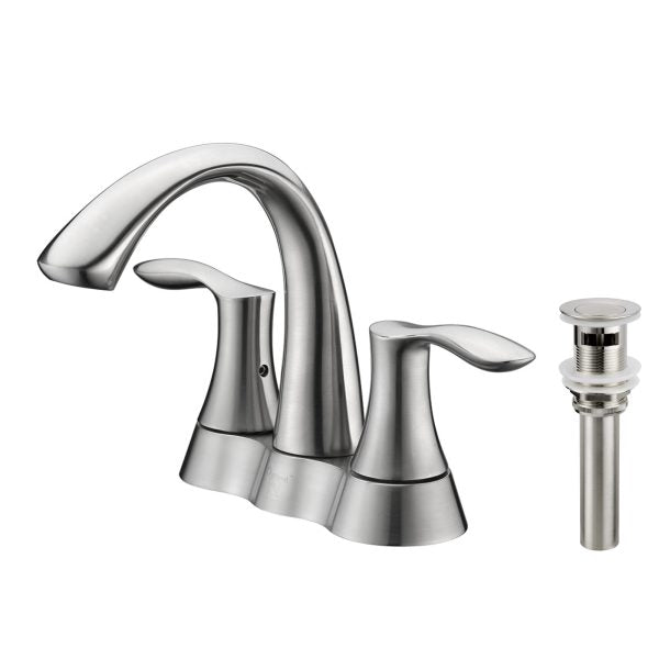 4″ Center Set Two Handles Bathroom Sink Faucet with Pop Up Drain in Brushed Nickel Model# KSB4231BN