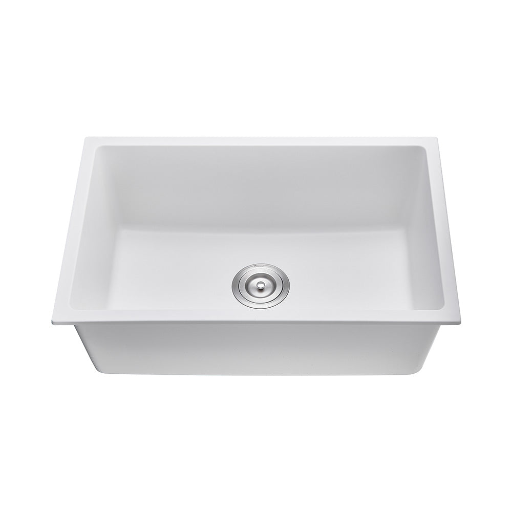 Oakland 27″ Undermount Granite Composite Single Bowl Kitchen Sink In White Model# KGU27189WT