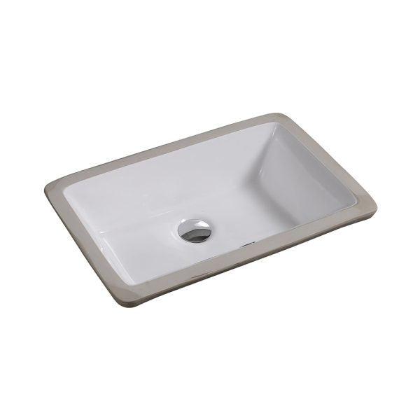 Oakland 18″ x 11″ White Rectangular Undermount Ceramic Bathroom Sink with Overflow Drain – Model# LVU1811W