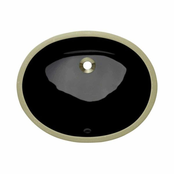 Oakland  17″ x 14″ Black Oval Undermount Ceramic Bathroom Sink with Overflow Drain – Model #LVU1714BK